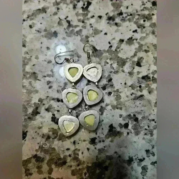 925 Silver Drop Heart Earrings - Picture 3 of 4